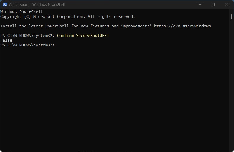 Powersell Secureboot
