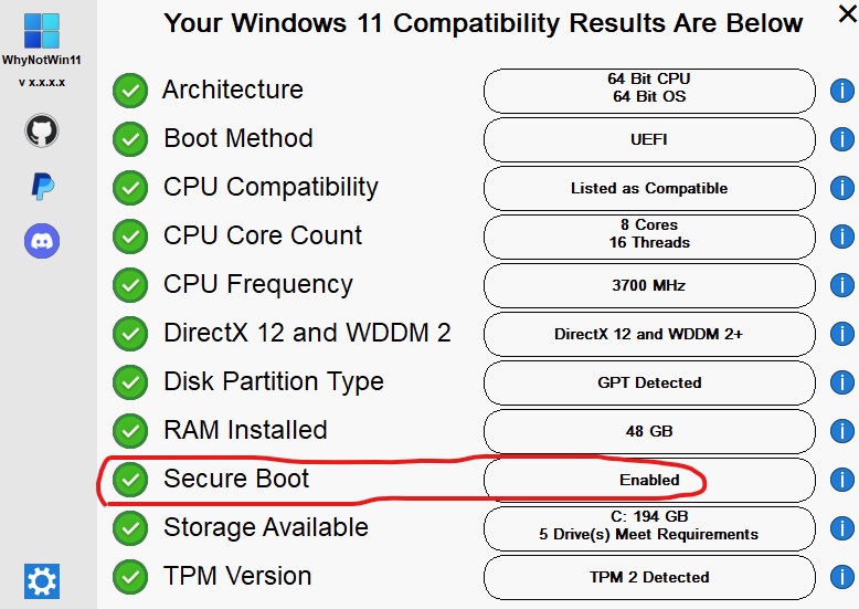WhyNotWin11 scure boot