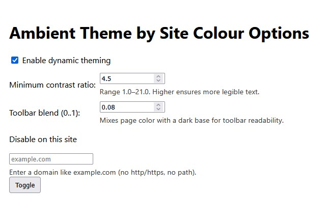 Ambient Theme by Site Colour settings
